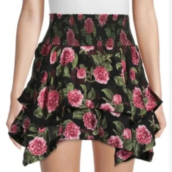 Alice and Olivia | Zarya Asymmetric Mini Skirt| Floral Silk Blend | Size 2 | NWT - Picture 2 of 7